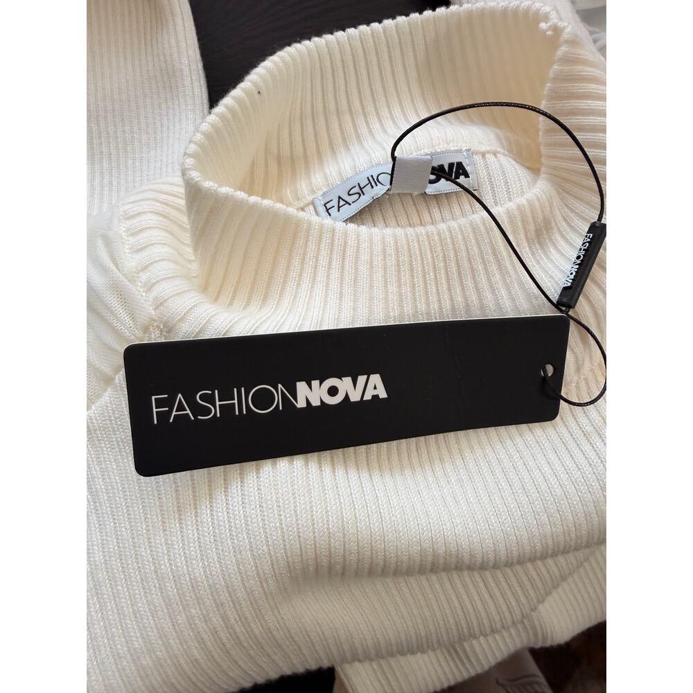 Fashion Nova Laura Ribbed Sweater Midi Dress Ivory Size XL New With Tags - Picture 7 of 10